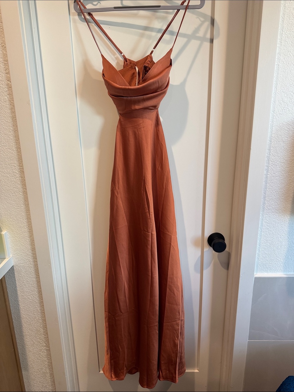 Hello Molly Rust Satin Maxi Slip Dress